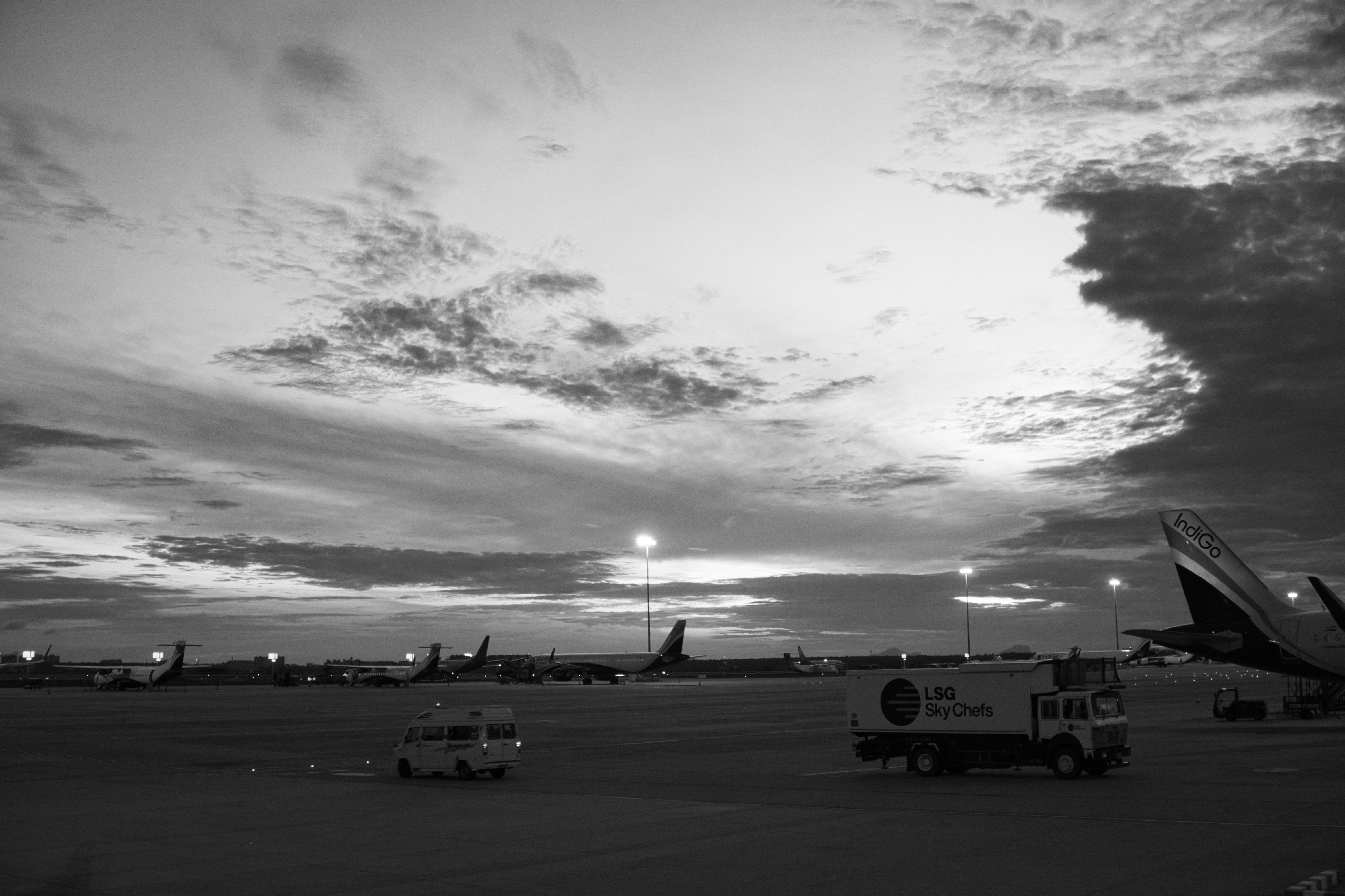 Airport Apron at Dawn (Monochrome Study)